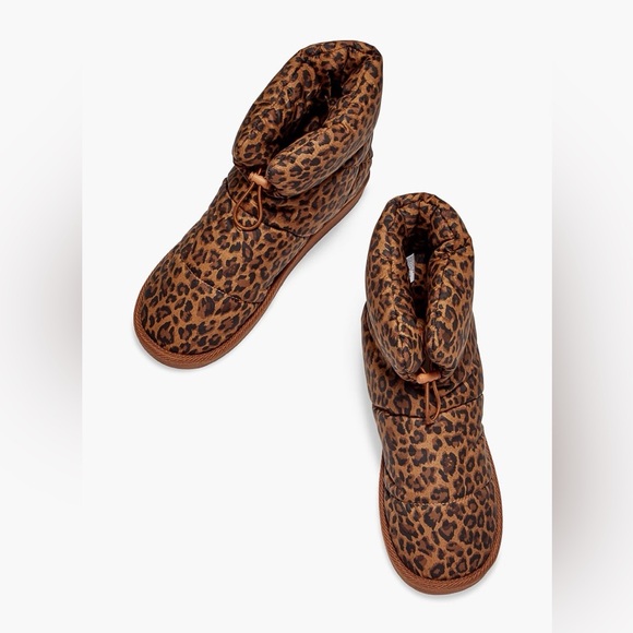 JustFab Juno Fuzzie Drawstring Bootie Leopard-NWT - Picture 2 of 6